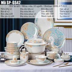 Bộ Bát Đĩa Sứ Xương - Bộ Sắc Hoa Mùa Xuân GS42