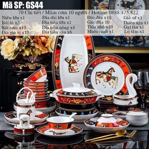 Bộ Bát Đĩa Sứ Xương - Bộ Royal Cavalier GS44