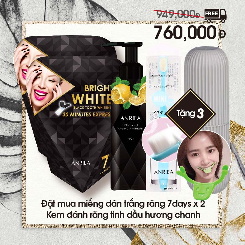 2 Hộp 7 + 1 kem đánh răng hương chanh - TẶNG 1 bàn chải + 1 hộp đựng bàn chải + 1 khuôn tạo nụ cười