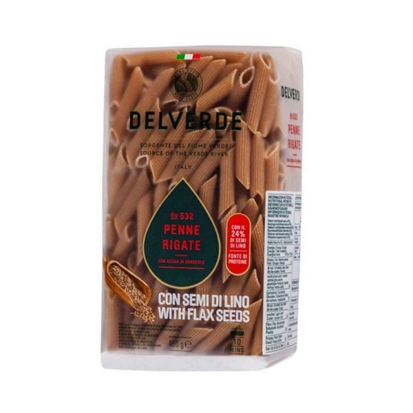 Nui 83727 Penne Rigate (With Flax Seeds) Delverde Nhập Khẩu Ý 450G