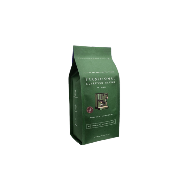 Cà Phê Traditional Espresso Blend 70% Arabica 30% Robusta Whole Beans (1Kg) - Lacaph
