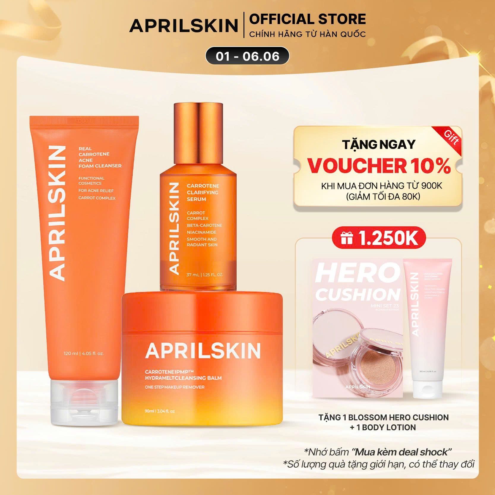  Set sạch sâu giảm mụn (SRM Carrot+ Sáp tẩy trang Carrot+ Serum Carrot) 