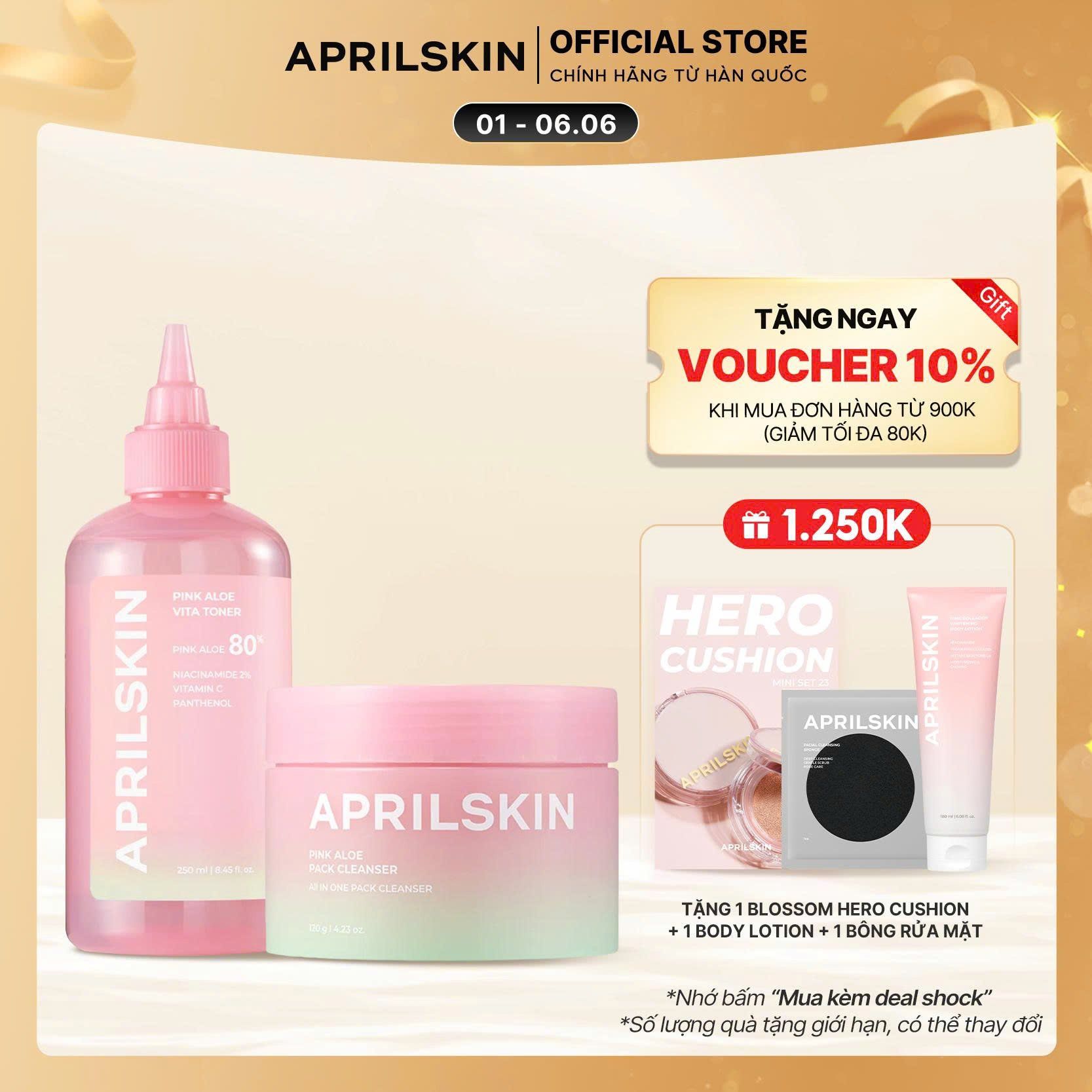 Set Pink Aloe (Kem rửa mặt Aloe+ Toner Aloe)