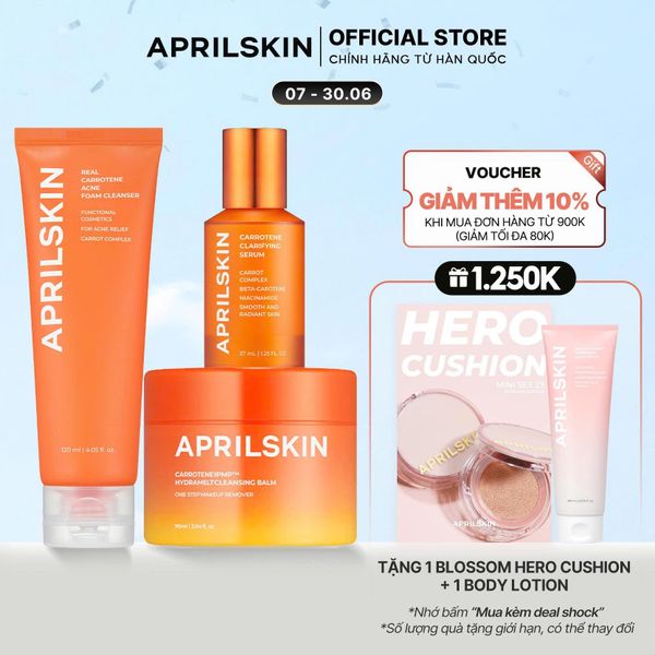  Set sạch sâu giảm mụn (SRM Carrot+ Sáp tẩy trang Carrot+ Serum Carrot) 