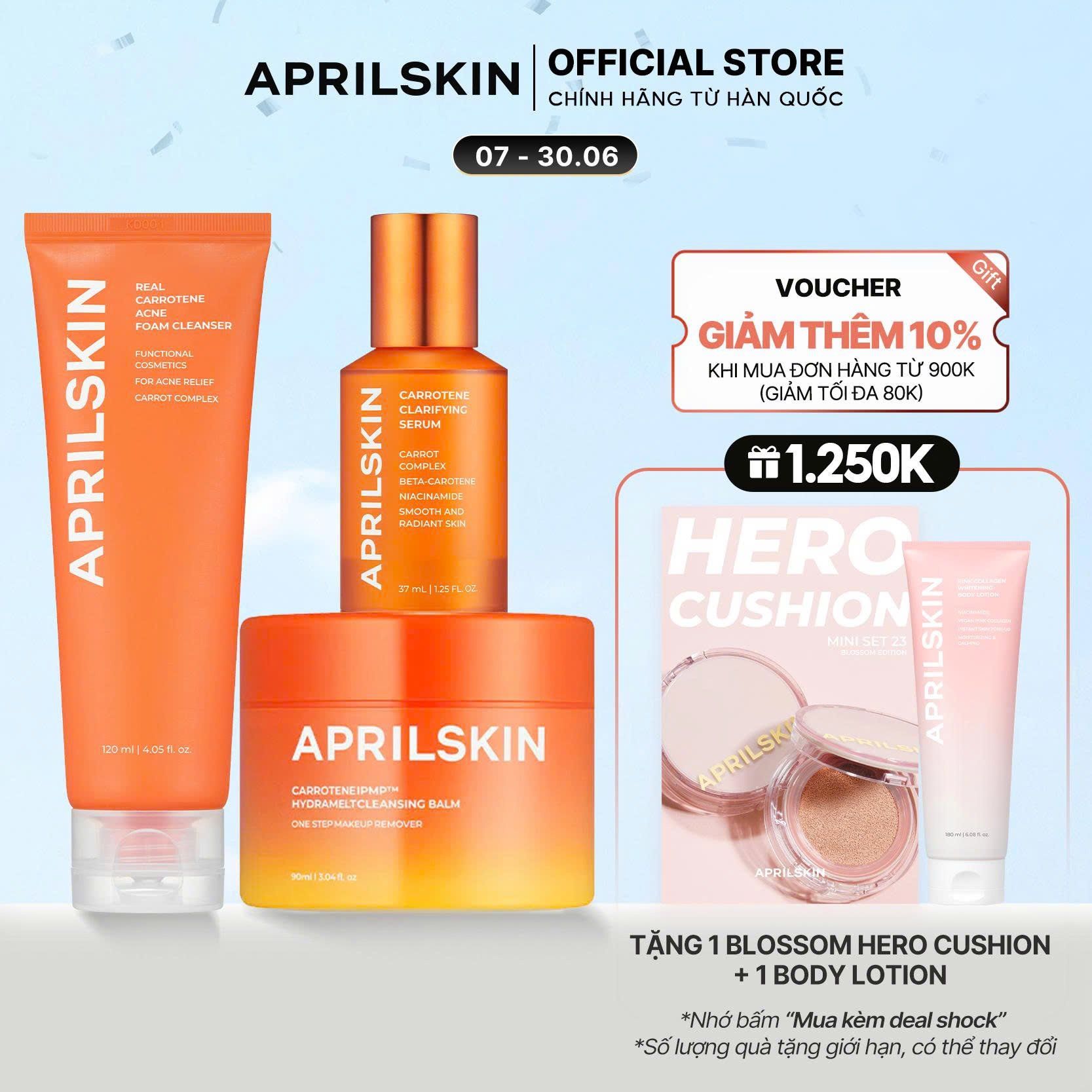  Set sạch sâu giảm mụn (SRM Carrot+ Sáp tẩy trang Carrot+ Serum Carrot) 