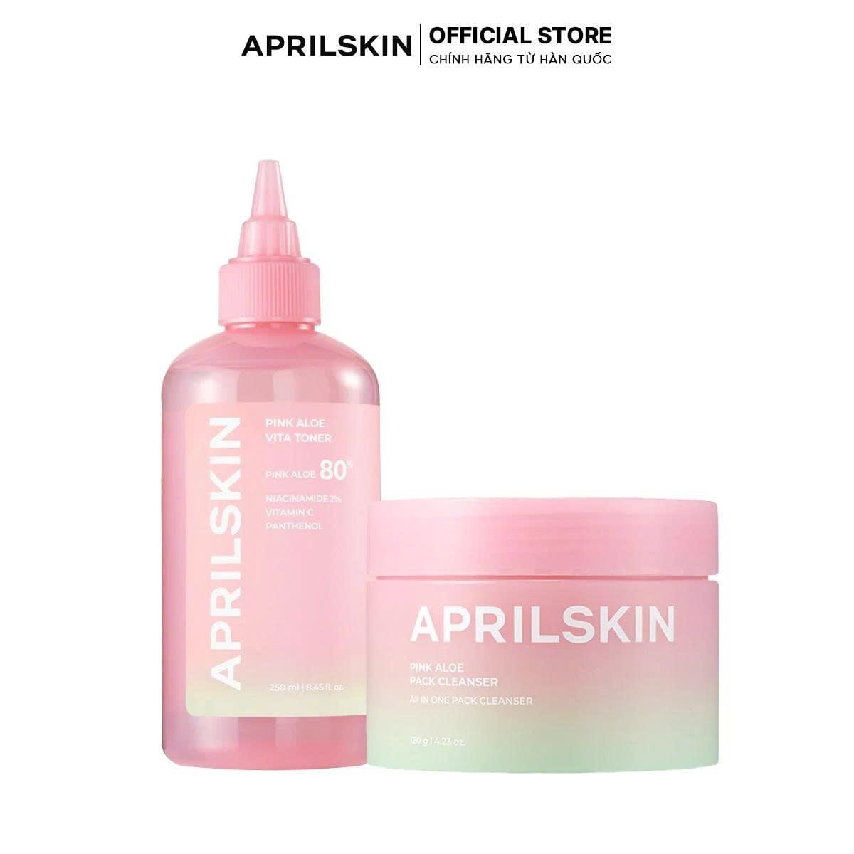  Set Pink Aloe (Kem rửa mặt Aloe+ Toner Aloe) 