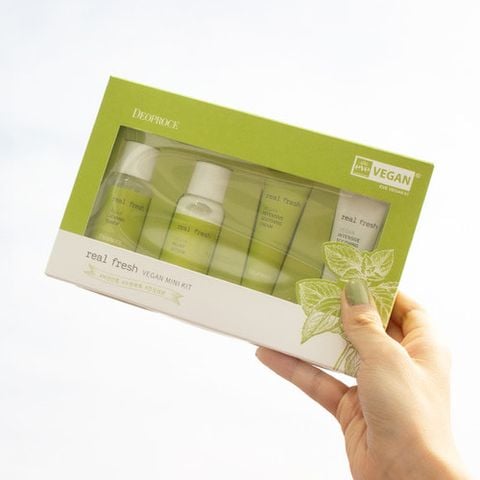 [BỘ DƯỠNG MINI THẢO MỘC] Đánh Bay Mụn Chiết xuất 8 Loại  Thảo mộc Deoproce Real Fresh Vegan Mini Kit