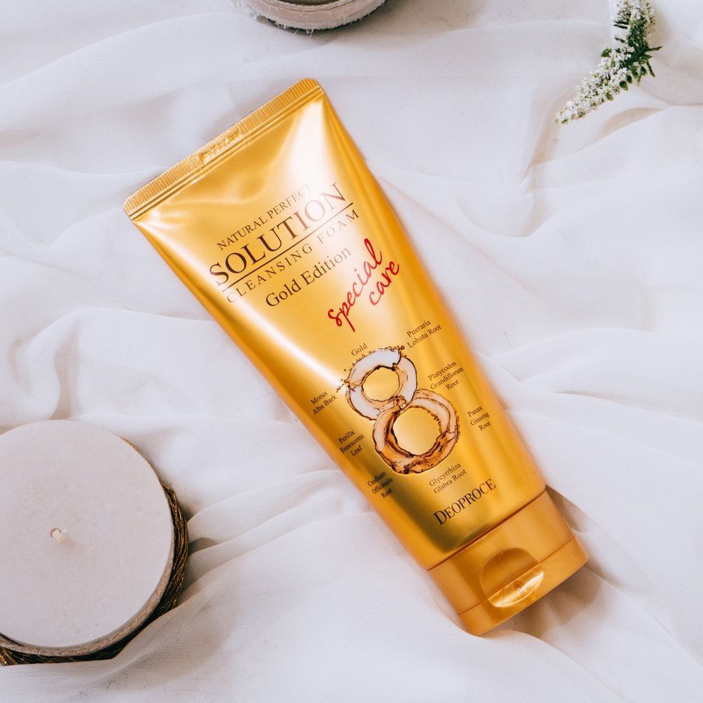 [SỮA RỬA MẶT] Cân Bằng Độ Ẩm Da Chiết Xuất Tinh Chất Vàng  DEOPROCE Natural Perfect Solution Cleansing Foam Gold Edition 170g