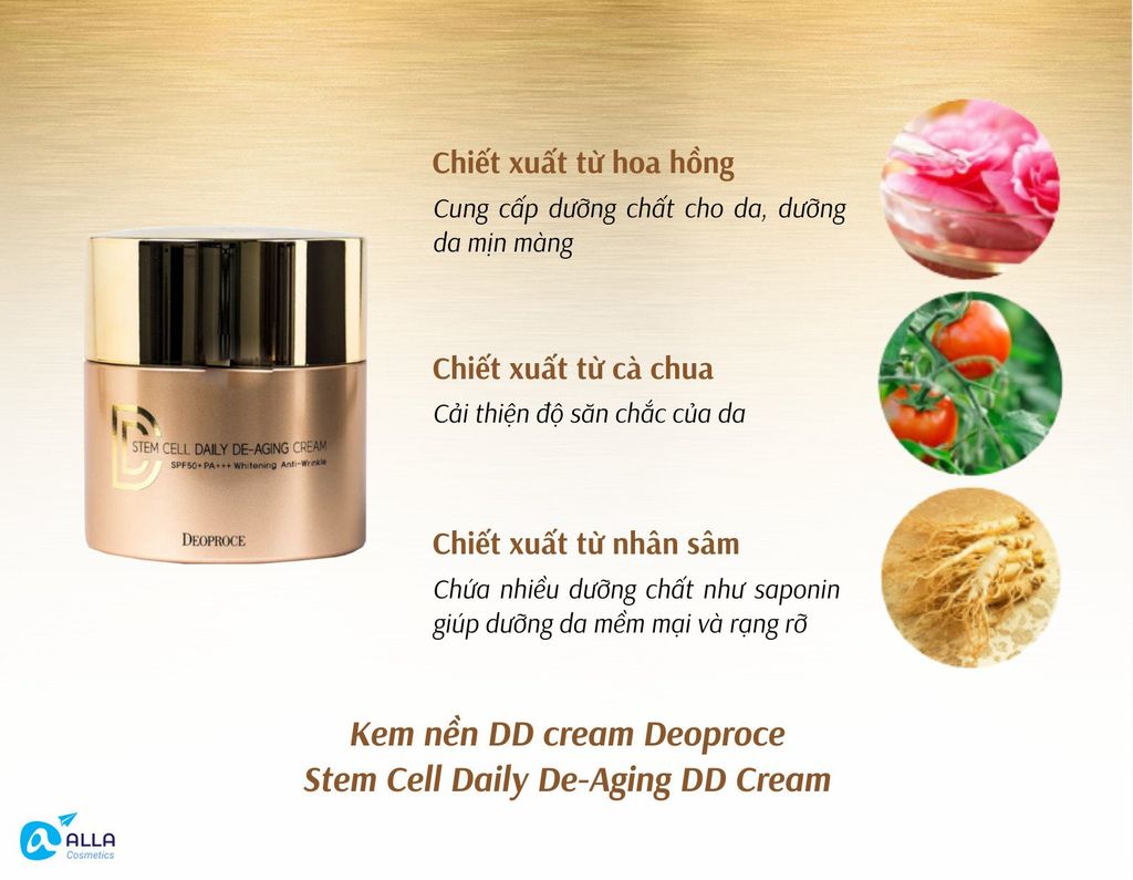 [KEM CHỐNG LÃO HÓA ] 4 TRONG 1 Chiết xuất Nhân Sâm Deoproce Stem Cell Daily De-Aging Dd Cream 40g