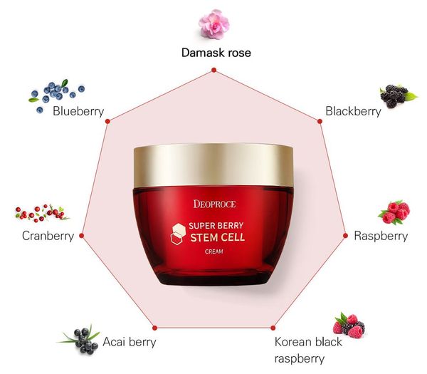 [KEM LÃO HÓA] Kem Dưỡng Đánh Bay  Lão Hóa Da Chiết Xuất Hoa Hồng Deoproce Super Berry Stem Cell Cream 50g