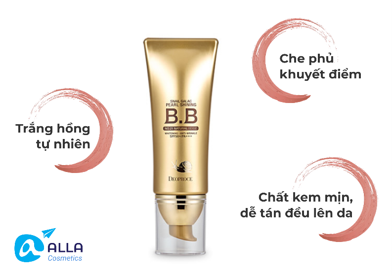 [BB CREAM ] Làn Da Không Tì Vết Chiết Xuất Dịch Nhầy Ốc Sên DEOPROCE Snail Galac Pearl Shining BB Cream 40g