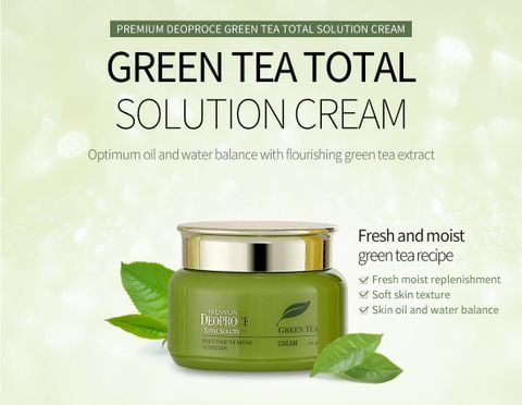 [KEM MỤN] Cải Thiện Da Mụn Deoproce Premium Green Tea Total Solution Cream 100ml