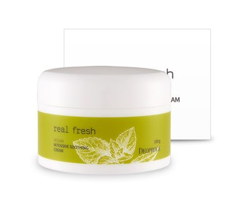 [KEM THẢO MỘC] Ngăn Ngừa Mụn Chiết Xuất 8 loại Thảo Mộc  DEOPROCE Real Fresh Vegan Intensive Soothing Cream 100g