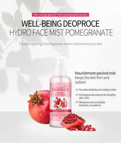 [XỊT KHOÁNG ] Ngăn Ngừa Lão Hóa Chiết Xuất Lựu Đỏ  DEOPROCE Well-Being Hydro Face Mist Pomegranate 100ml