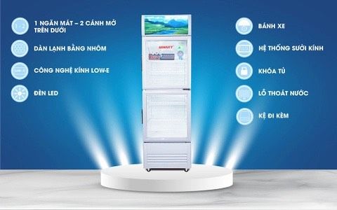 Tủ mát VH 218WL, 170 Lít Công nghệ LOW-E, 2 cánh trên dưới