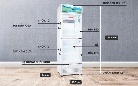 Tủ mát VH 218WL, 170 Lít Công nghệ LOW-E, 2 cánh trên dưới