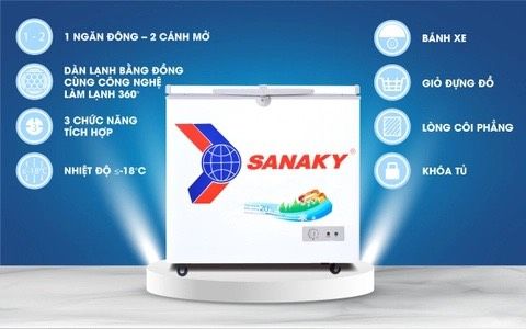 Tủ đông Sanaky VH 2299A1, 175 lít, 1 ngăn, dàn đồng