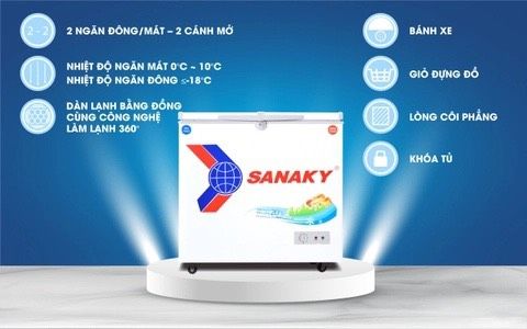 Tủ đông VH 2599W1, 195 lít, 1 ngăn đông, 1 ngăn mát, dàn lạnh đồng