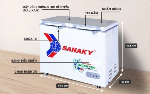 Tủ đông VH 2599A4K, 208 lít, 1 ngăn đông, dàn lạnh đồng, mặt kính cường lực màu xám