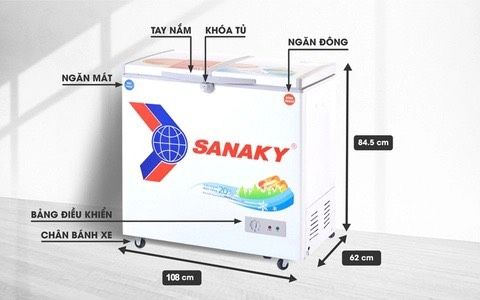 Tủ đông VH 2899W1, 220 lít, 1 ngăn đông, 1 ngăn mát, dàn lạnh đồng