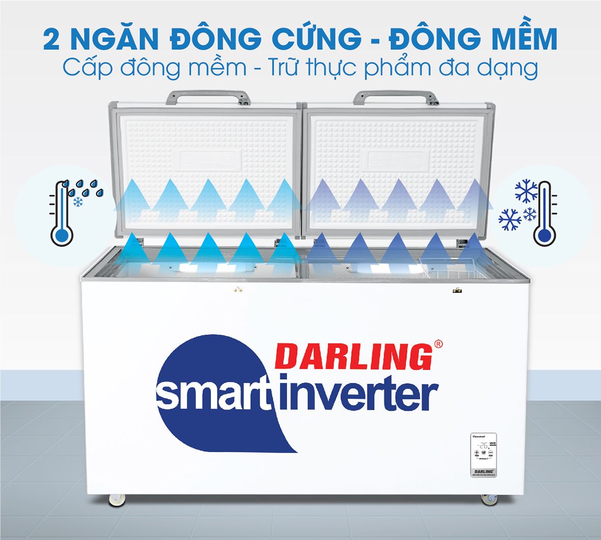 Tủ Đông DMF-3699WSI-4 2 Dàn Lạnh Darling Inverter