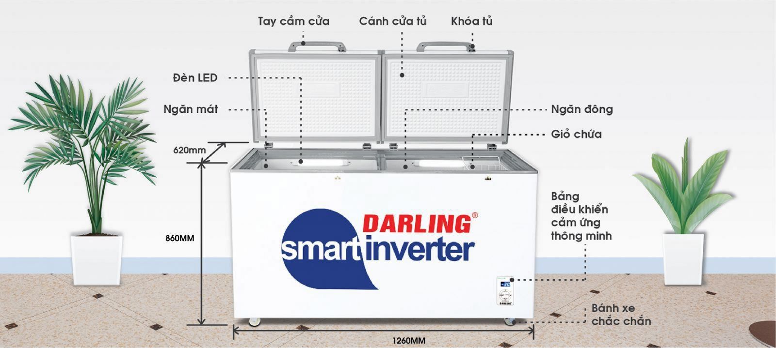 Tủ Đông DMF-3699WSI-4 2 Dàn Lạnh Darling Inverter