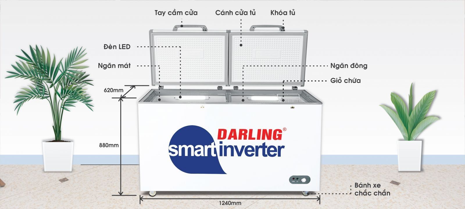 Tủ Đông Mát 2 Ngăn DMF-3888W2 Darling