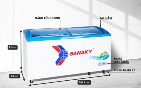 Tủ đông VH 3899K, 260 lít, 1 ngăn đông, dàn lạnh đồng, nắp kính lùa