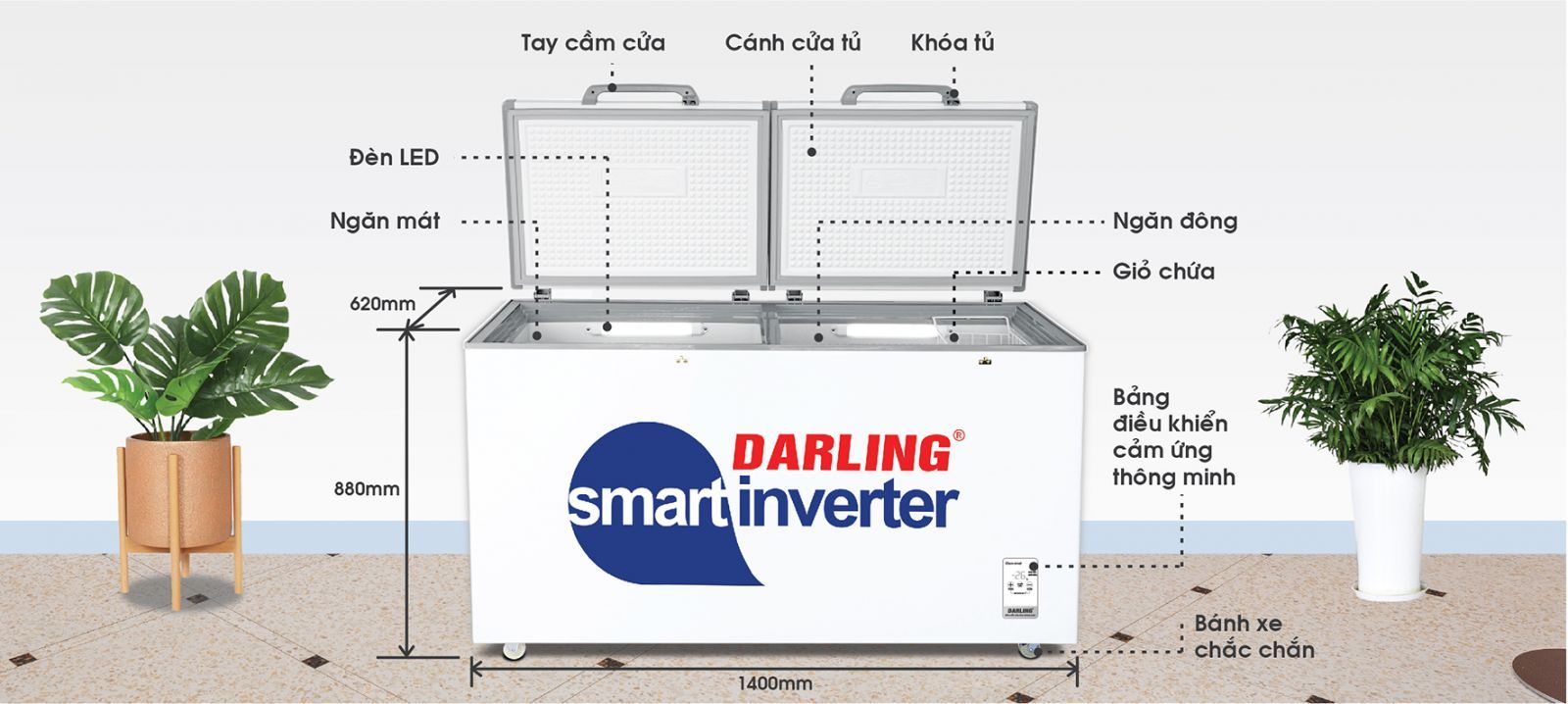 Tủ Đông DMF-4699WSI-4 2 Dàn Lạnh Darling Inverter