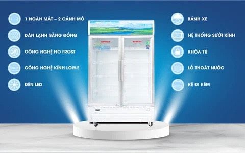 Tủ mát VH 1009HP, 900 Lít, 2 cánh mở, dàn đồng