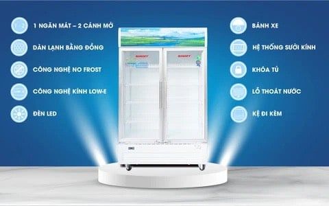 Tủ mát VH 8009HP, 700 Lít, 2 cánh mở, dàn đồng