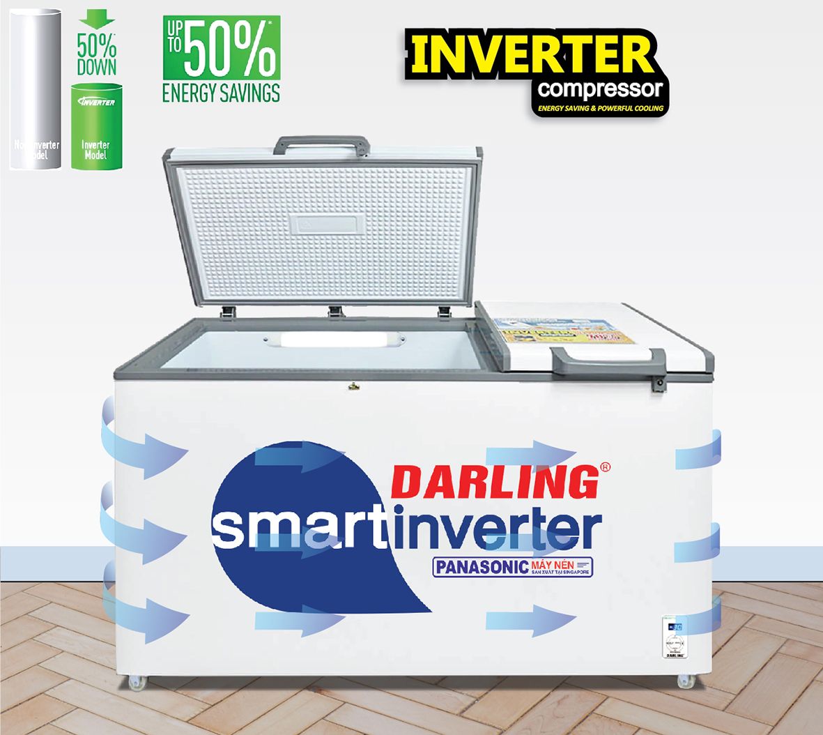 Tủ Đông DMF-7699WSI-4 2 Dàn Lạnh Darling Inverter