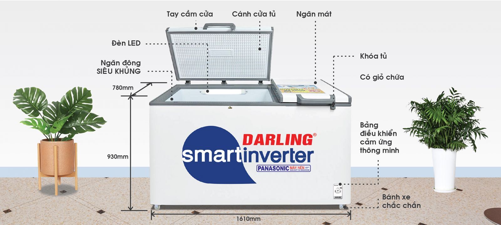 Tủ Đông DMF-7699WSI-4 2 Dàn Lạnh Darling Inverter