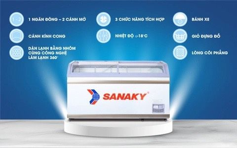 Tủ đông VH 888KA, 500 lít, 1 ngăn đông, Dàn lạnh nhôm, Kính lùa