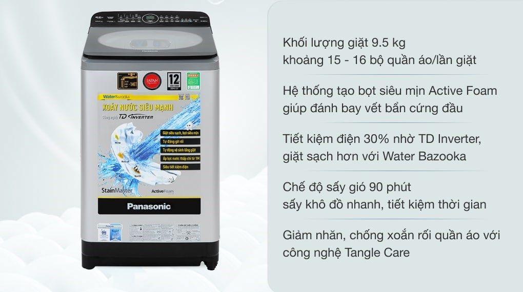 Máy giặt NA-FD95X1LRV Panasonic Inverter 9.5 kg