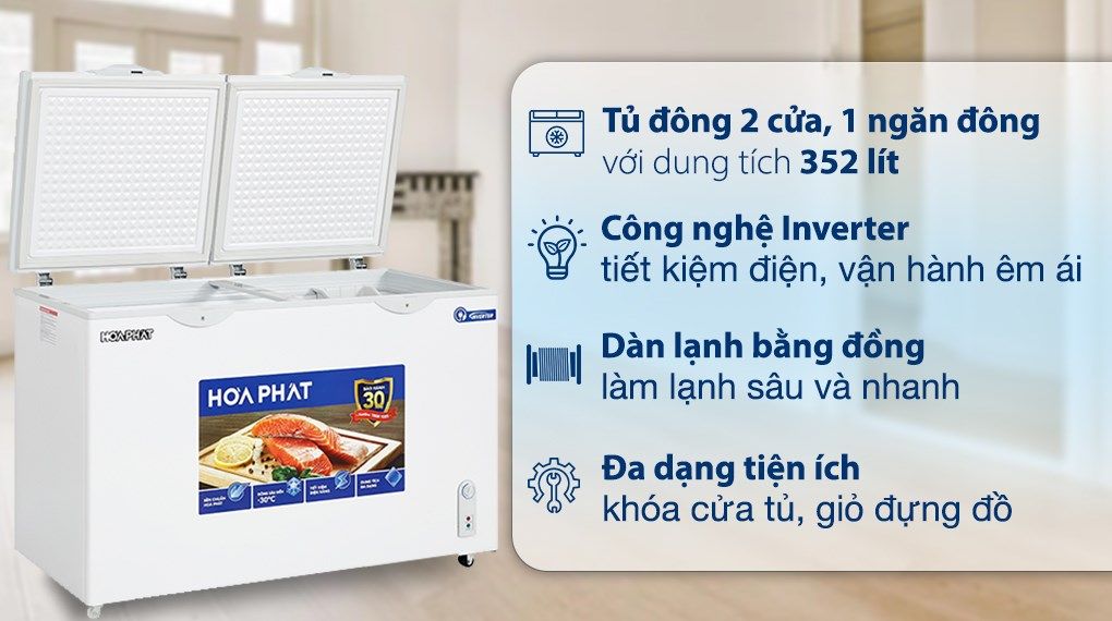 Tủ đông HPF AD8352 Inverter 352 Lít Hòa Phát