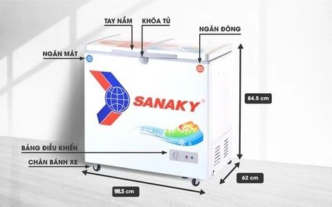 Tủ đông VH 2599W3, 200 lít, 2 ngăn đông, mát, dàn lạnh đồng