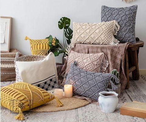  Vỏ gối Macrame 