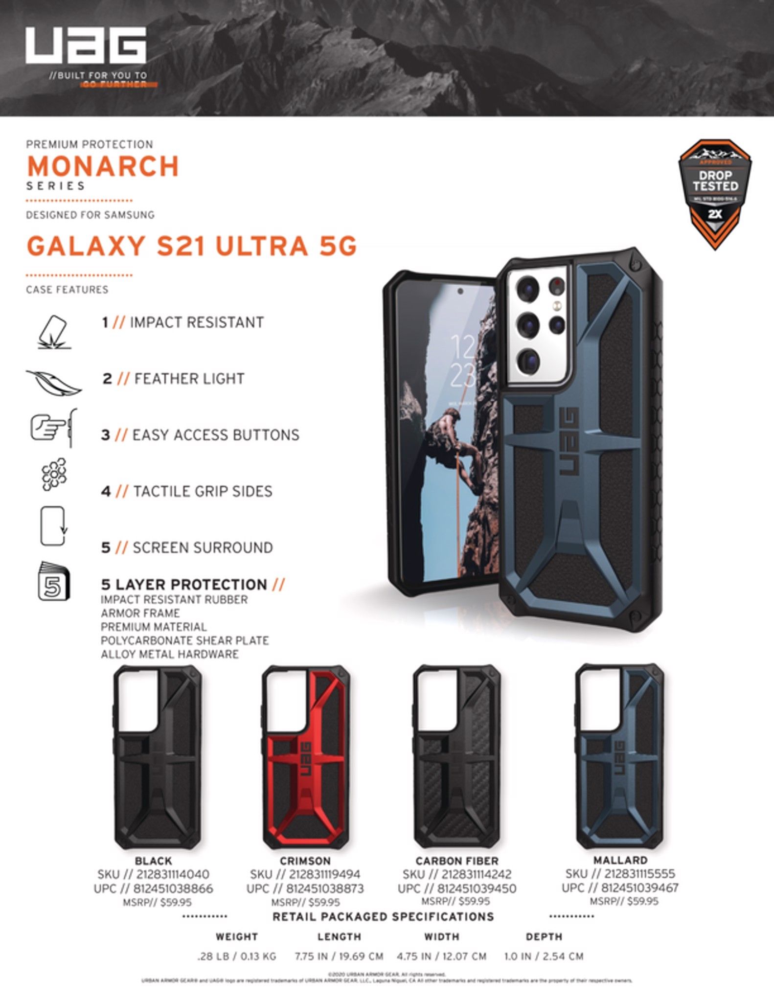  Ốp lưng Monarch cho Samsung Galaxy S21 Ultra/S21 Ultra 5G [6.8-inch] 