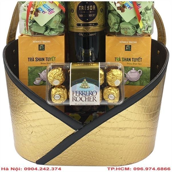 Xưởng sản xuất giỏ bằng da đựng quà tết bán sẵn