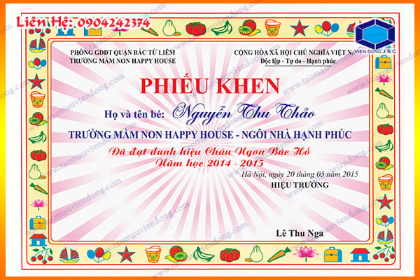 in giấy khen ngộ nghĩnh