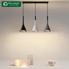 Đèn thả hợp kim hình phiễu 3 chao ghi, trắng, đen VLTHHK-006