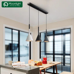 Đèn thả hợp kim hình phiễu 3 chao ghi, trắng, đen VLTHHK-006