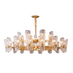 Đèn thả pha lê tròn khung vàng 16+8 chao D1000*H535 VLTHPL-139-24
