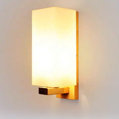 Đèn tường chao thủy tinh trụ vuông đế gỗ PA1038 VLDTTI-084-Vuong