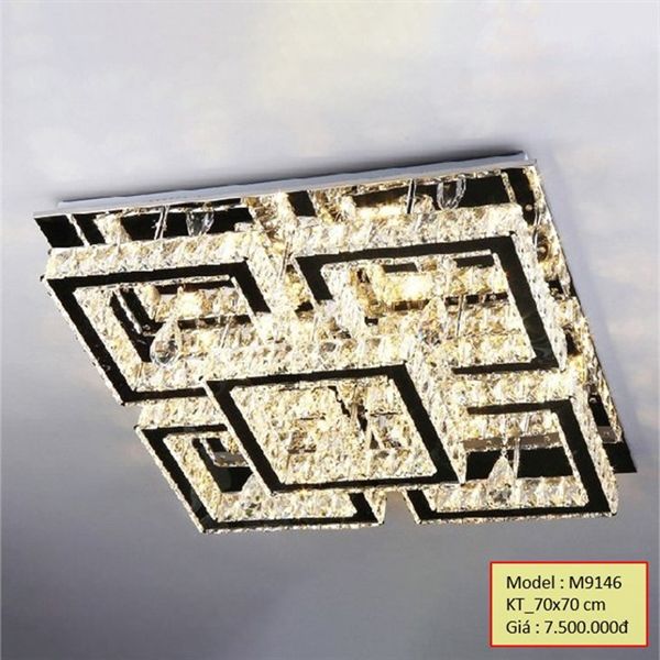 HT Đèn mâm pha lê vuông 5 vòng vuông D700mm M9146 HTDMPL-029