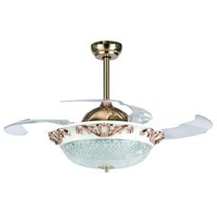 Quạt trần đèn thu cánh cổ điển 4 cánh 107cm 45w DC Y42-8960FG VLQTTC-304