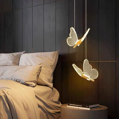 Đèn thả thủy tinh thả bướm đế tròn 2 chao HECO HTK039 VLTHTI-013