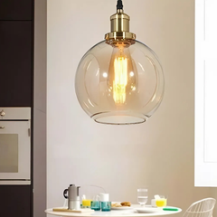 HT đèn thả thủy tinh màu trà D13cm (giá không bóng) TH726 HTTHTI-012