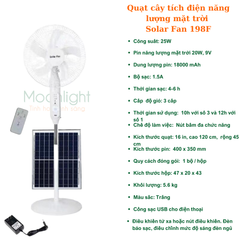 Quạt cây tích điện năng lượng mặt trời Solar Fan 198F 25W